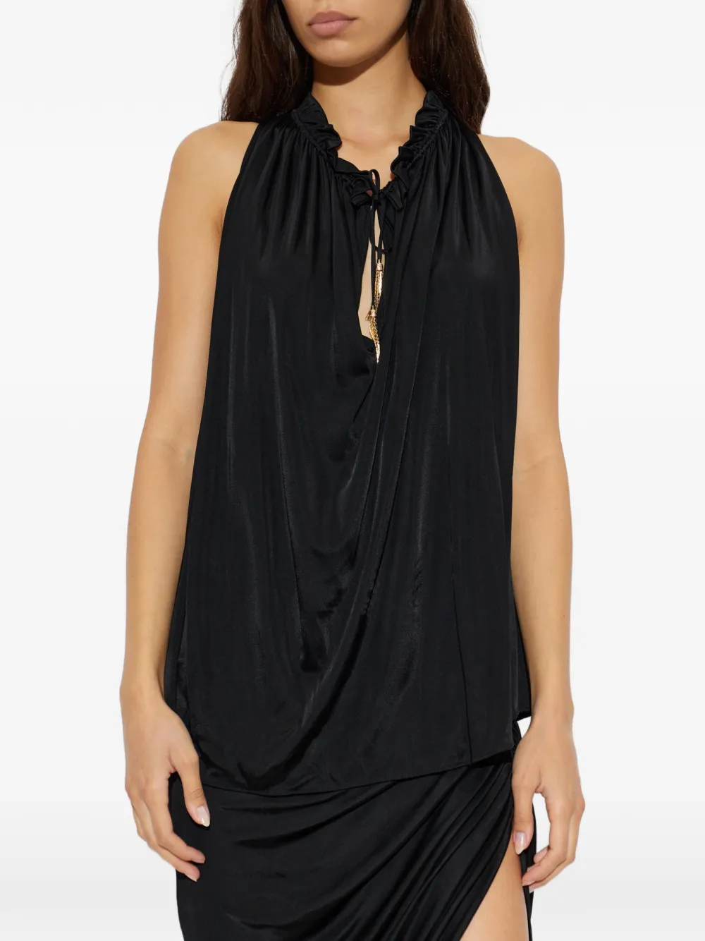 Balmain Blouse met kwastje en ruches Zwart