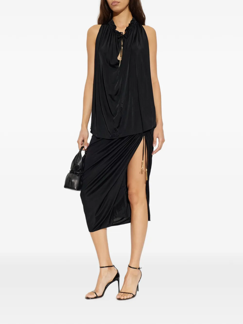 Balmain Blouse met kwastje en ruches Zwart