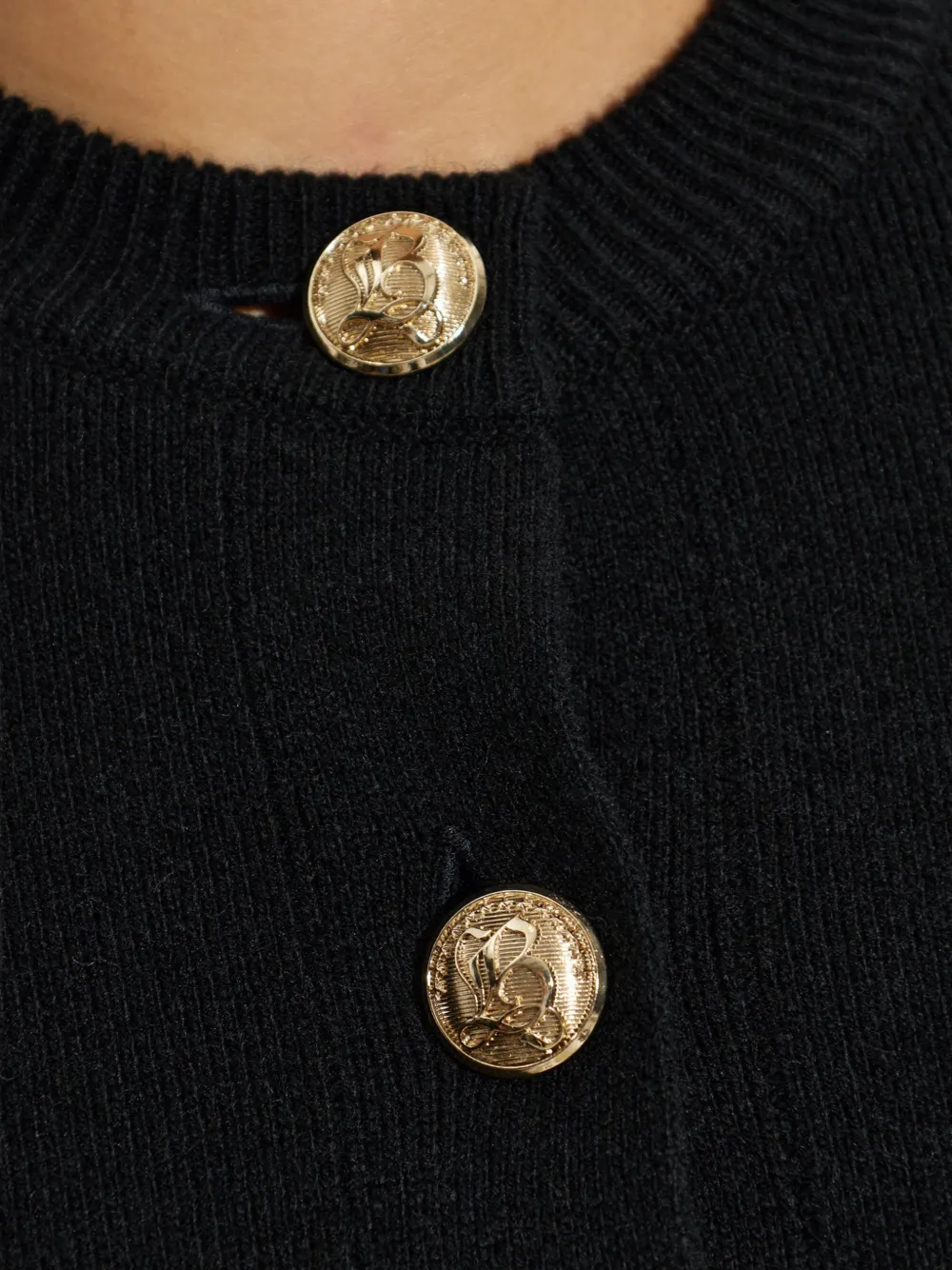 Balmain shoulder-pad button-up wool cardigan Zwart