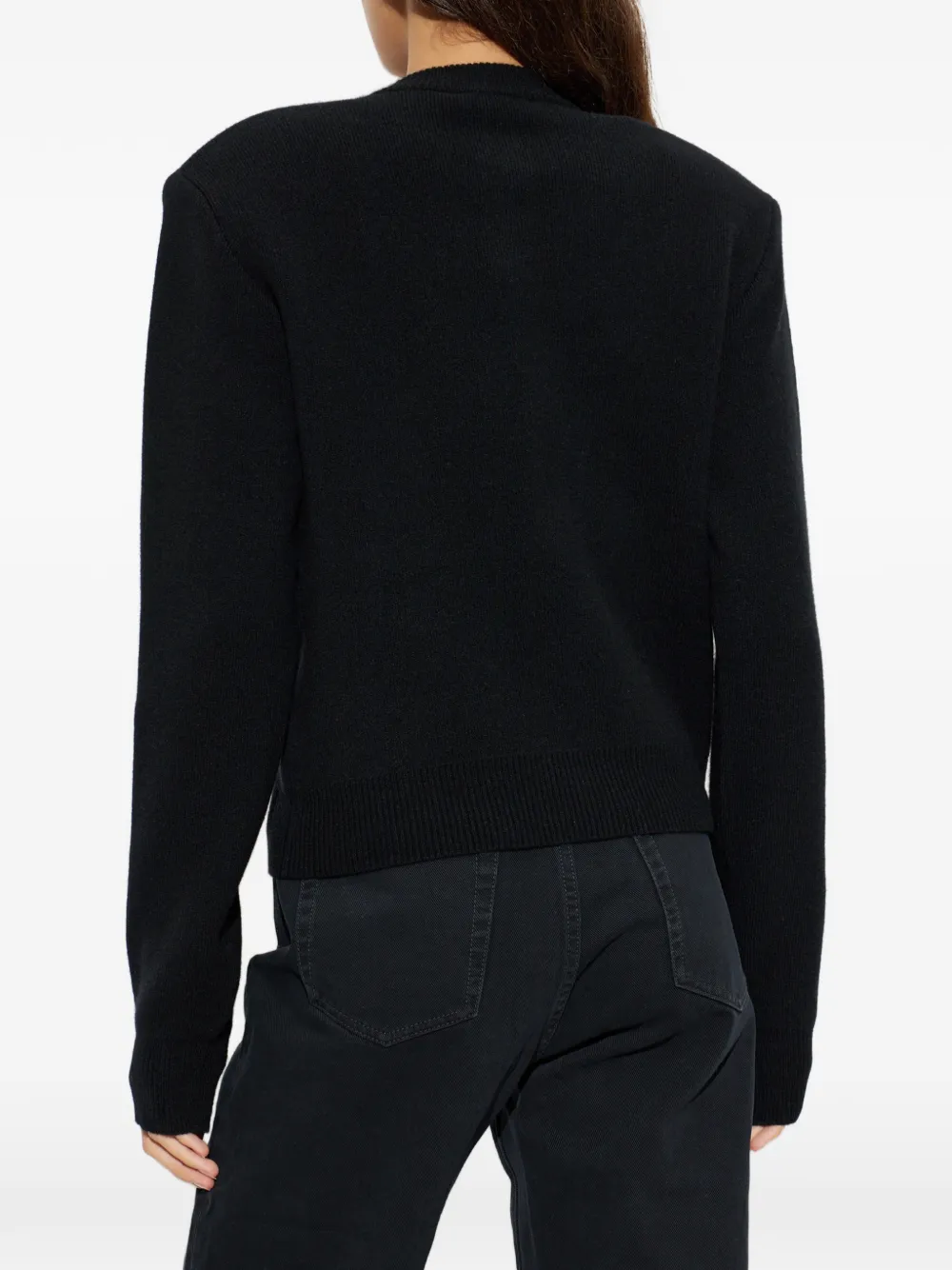 Balmain shoulder-pad button-up wool cardigan Zwart