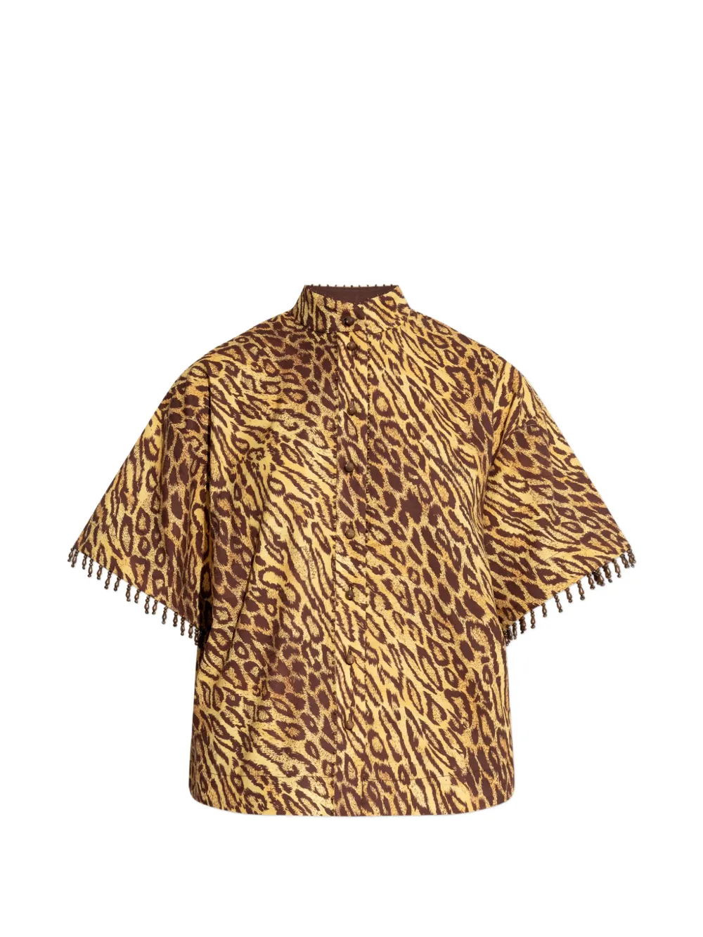 ZIMMERMANN chemise frangée à imprimé léopard - Jaune ZIMMERMANN chemise frangée à imprimé léopard - Jaune