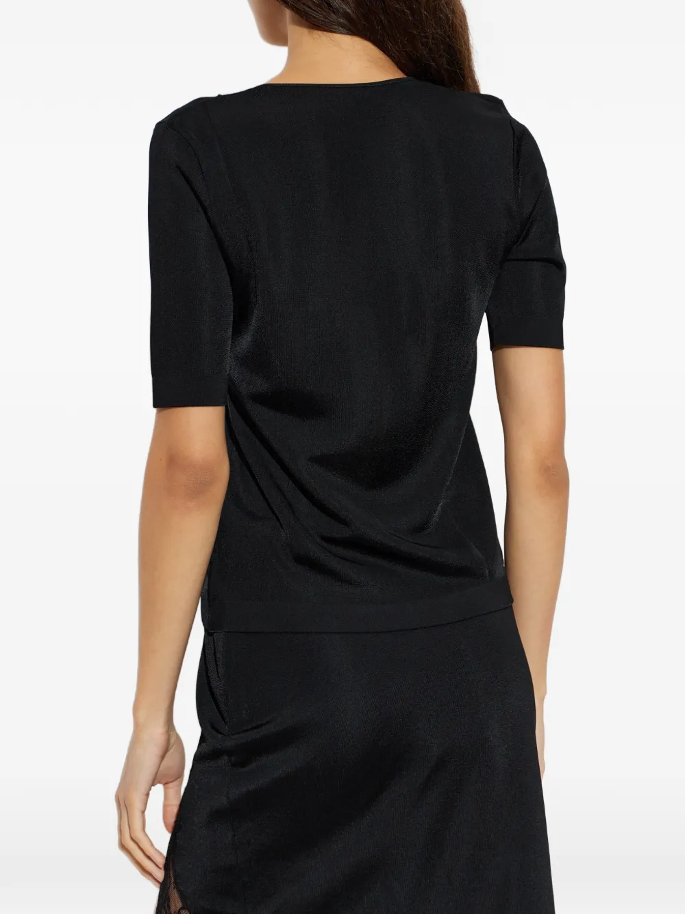 Balmain Blouse met kanten afwerking en V-hals Zwart