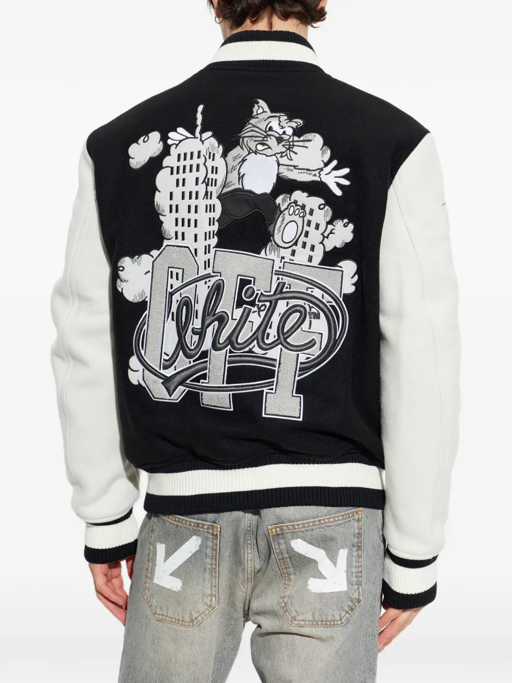 Off-White Bomberjack met logopatch Zwart