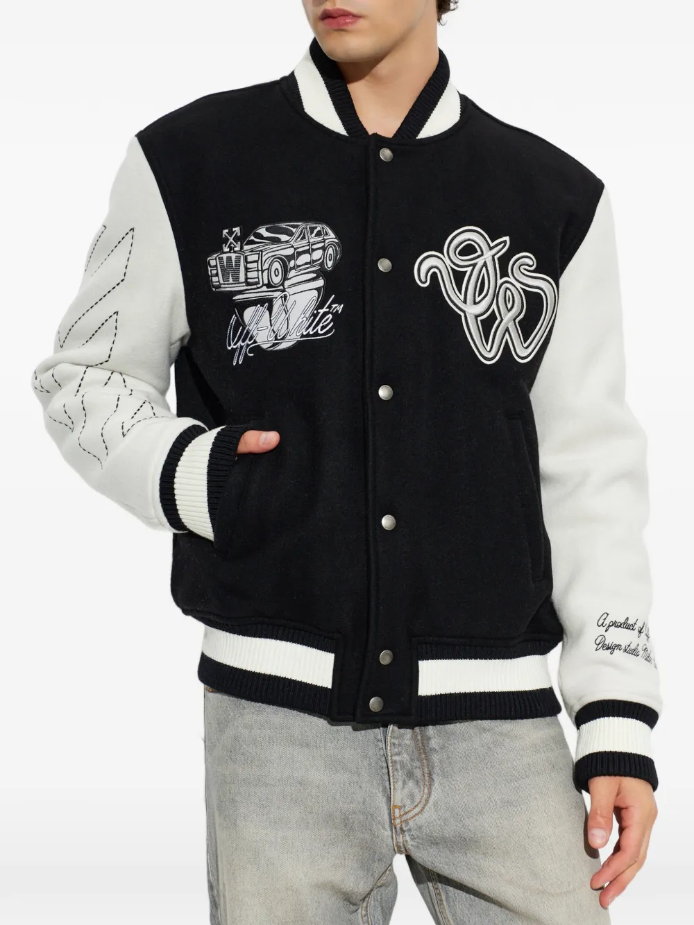 Off-White Bomberjack met logopatch Zwart