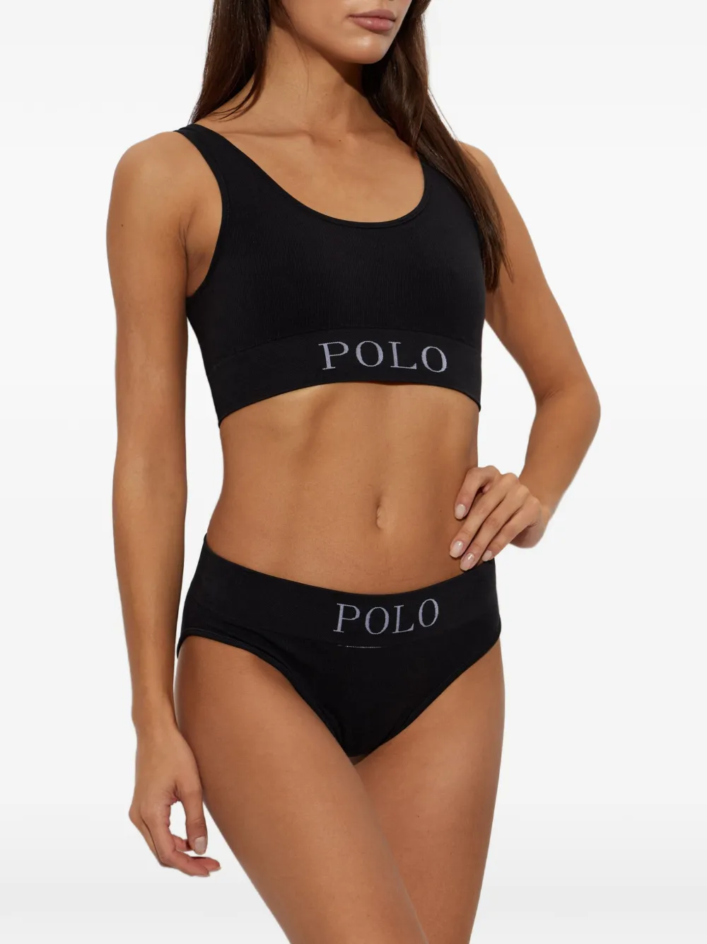 Polo Ralph Lauren Ribgebreide bh Zwart