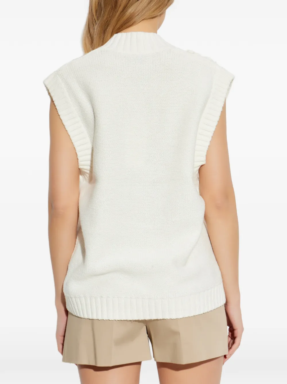 MUNTHE Baburi top met geborduurd blad Wit