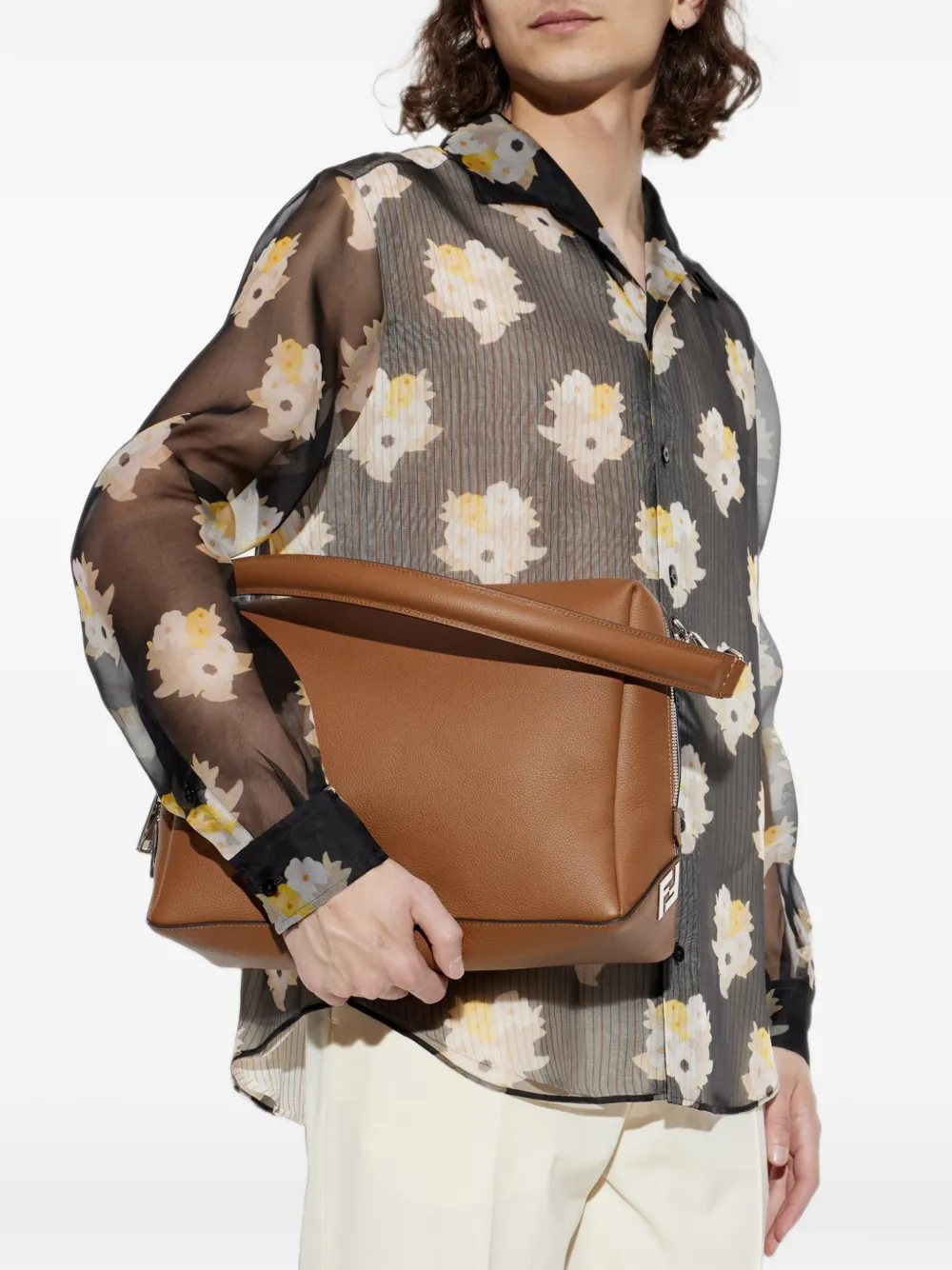 FENDI Grote Lui leren schoudertas Bruin