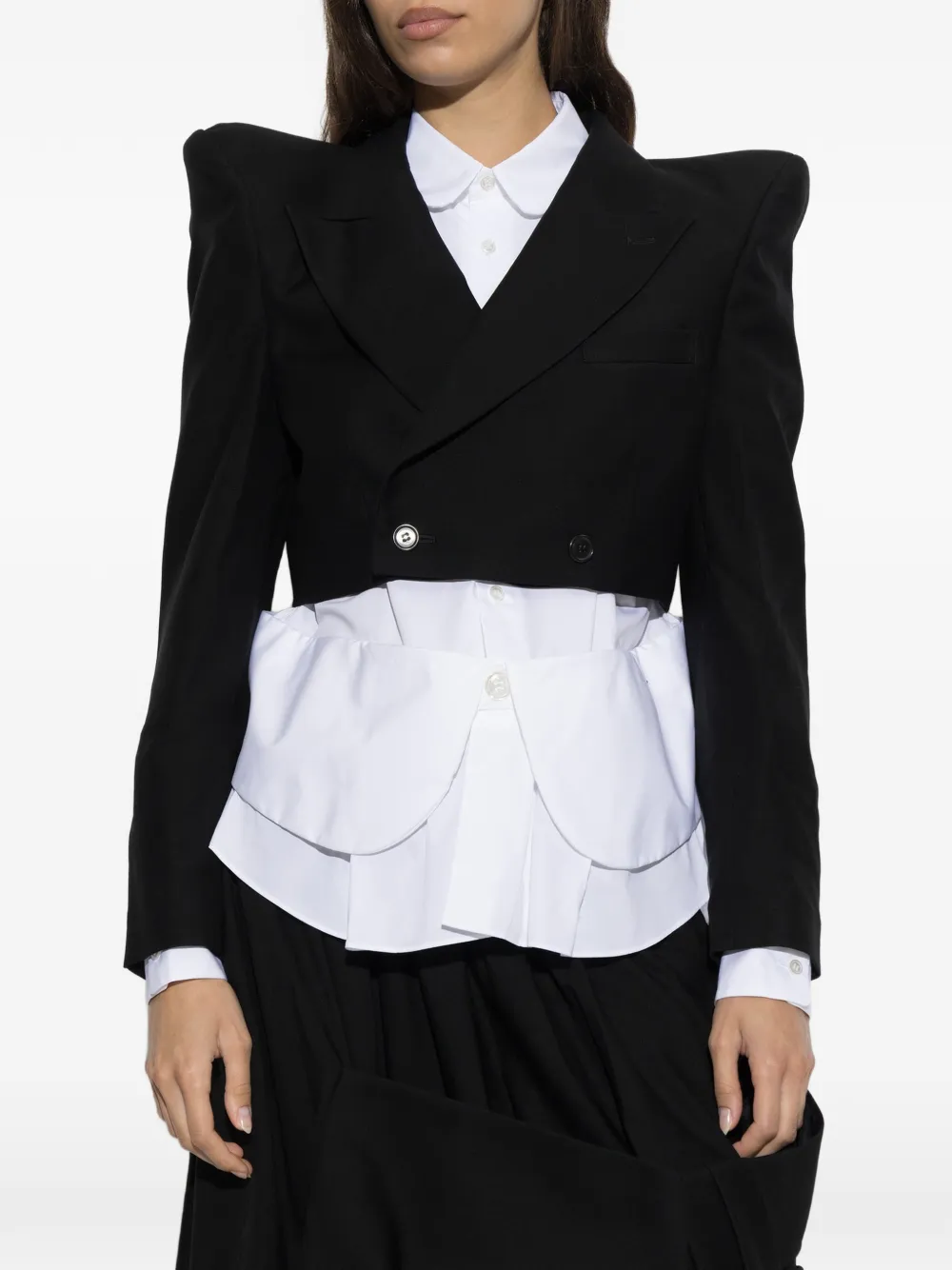 Noir Kei Ninomiya x Comme des Garçons cropped blazer met dubbele rij knopen Zwart