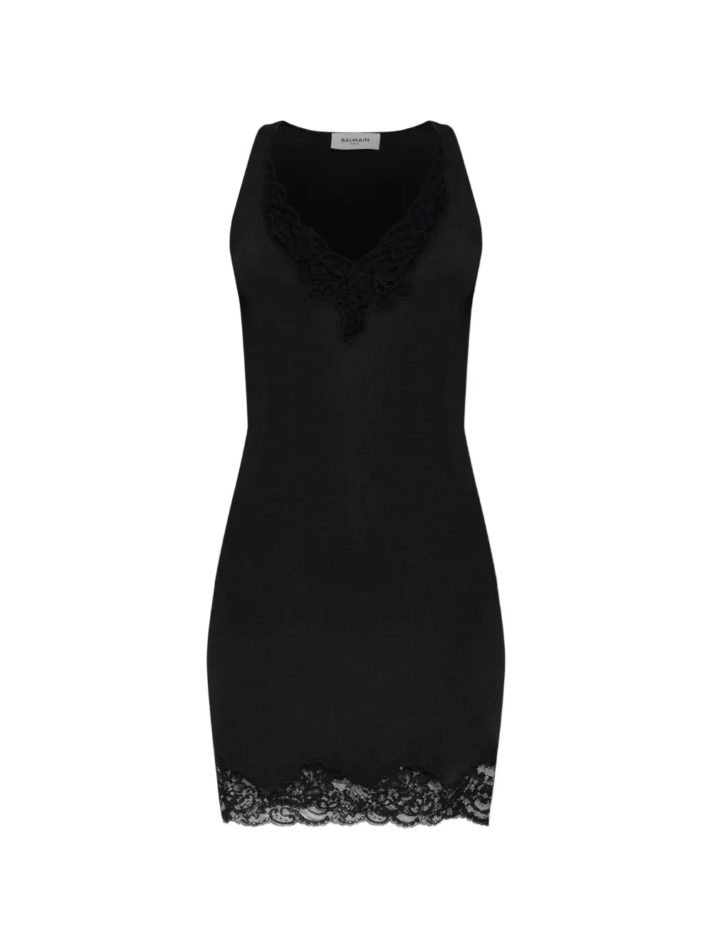 Balmain lace-trim V-neck dress