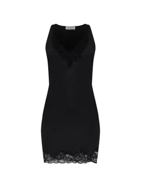 Balmain lace-trim V-neck dress