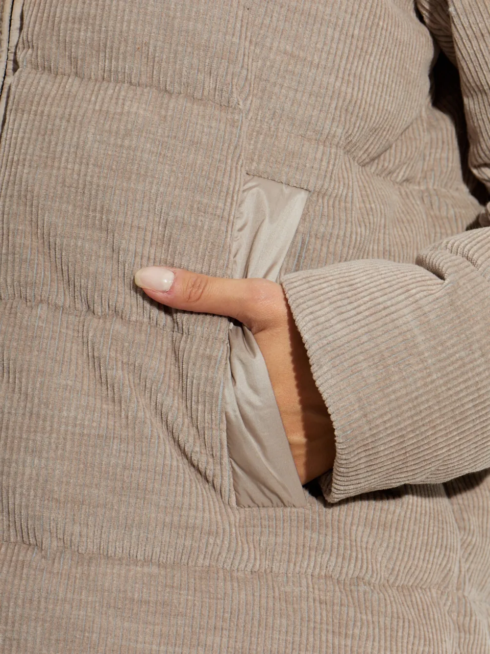 Paul & Shark Gewatteerde ribfluwelen jas Beige
