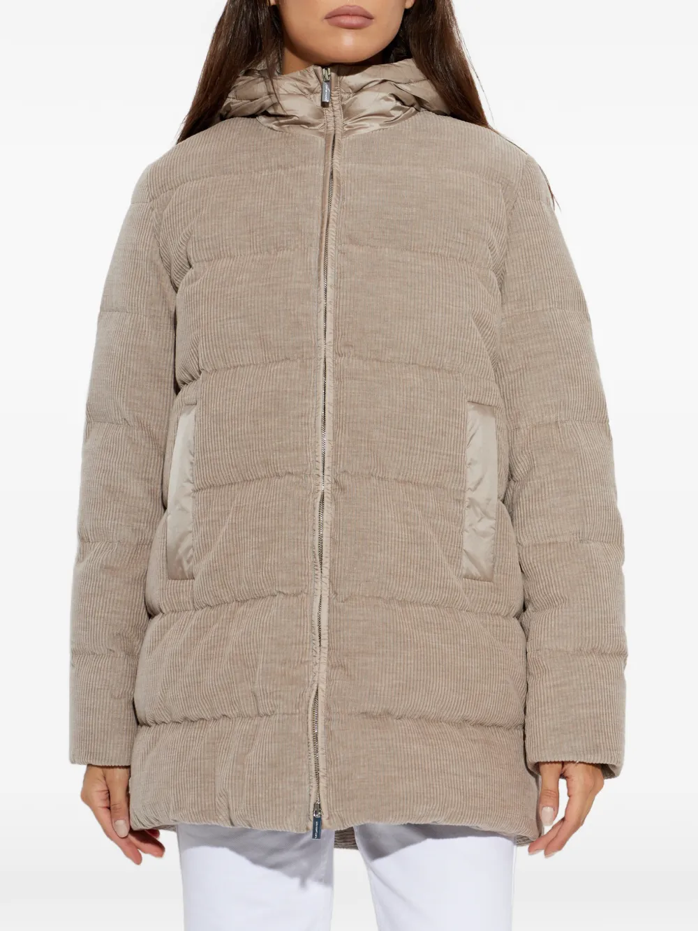 Paul & Shark Gewatteerde ribfluwelen jas Beige