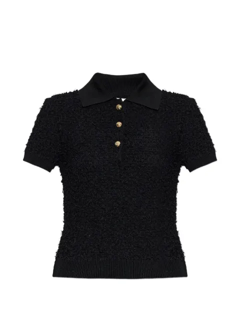 Balmain tweed short-sleeve polo shirt