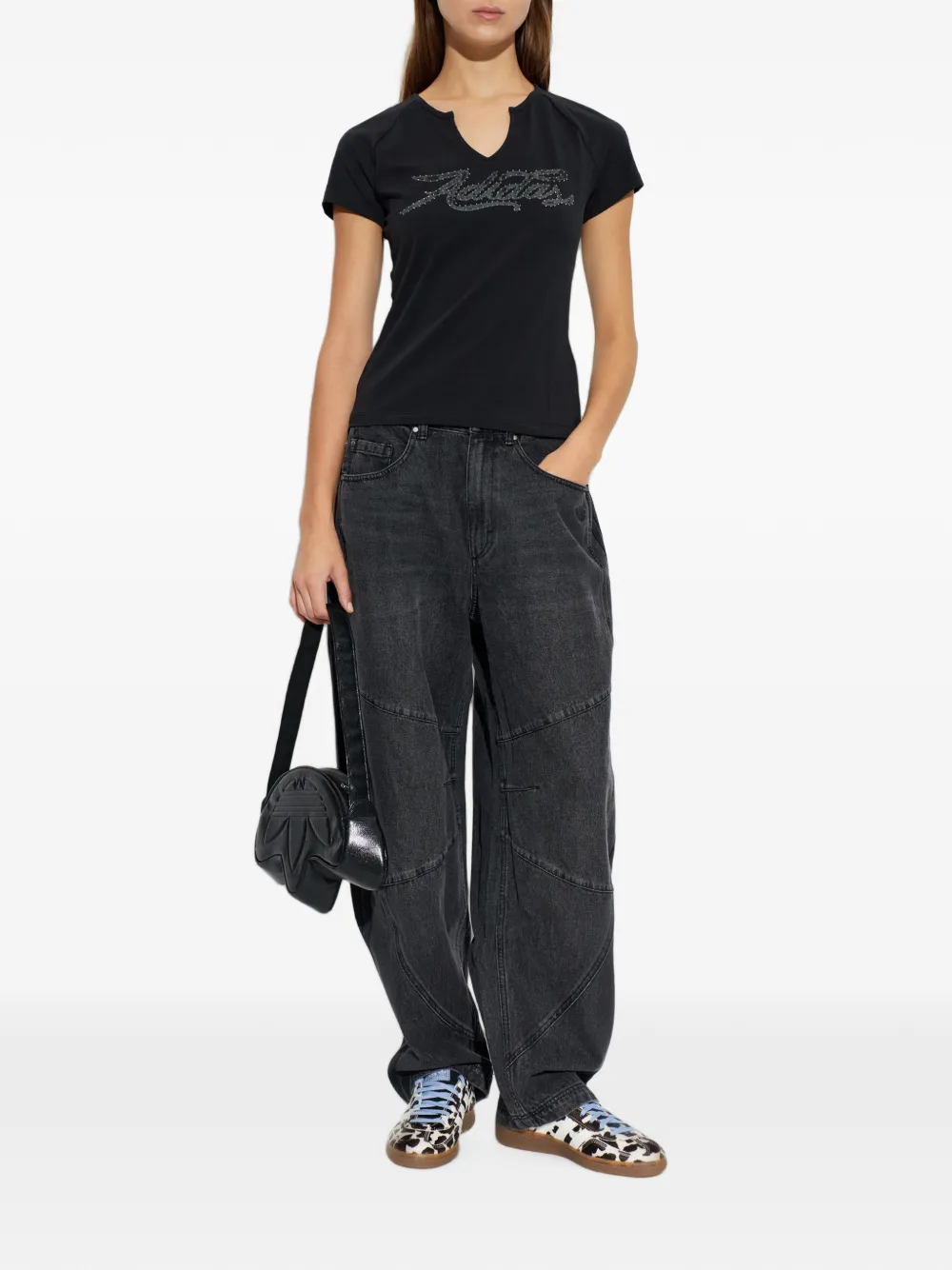 adidas Jeans met geborduurd logo en vlakken Grijs