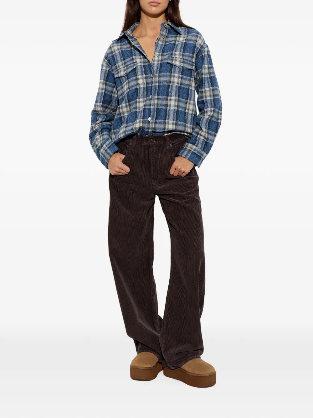 AGOLDE Low Curve ribfluwelen broek Bruin