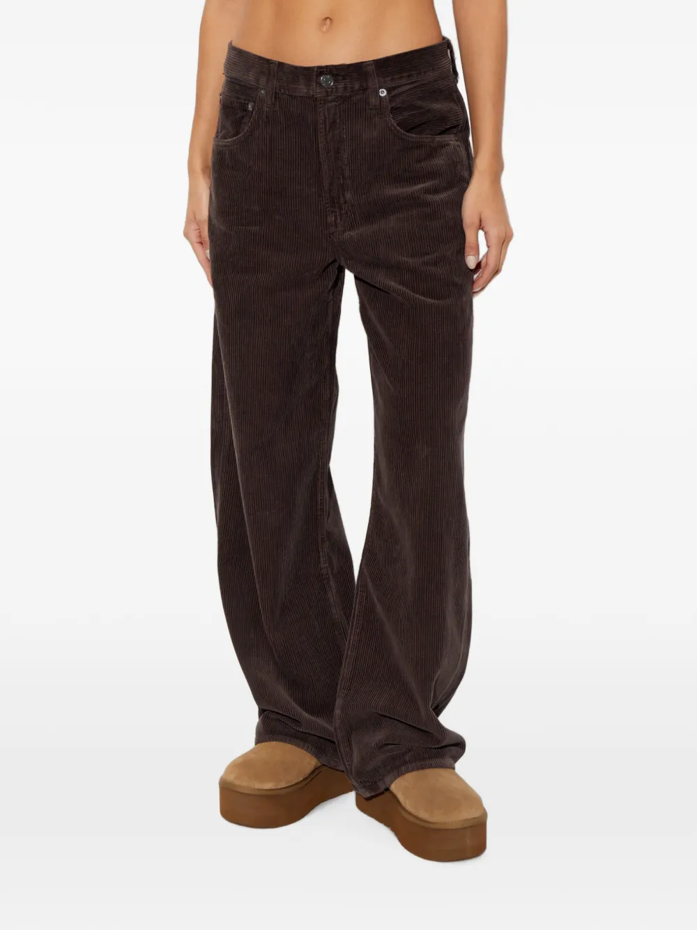 AGOLDE Low Curve ribfluwelen broek Bruin