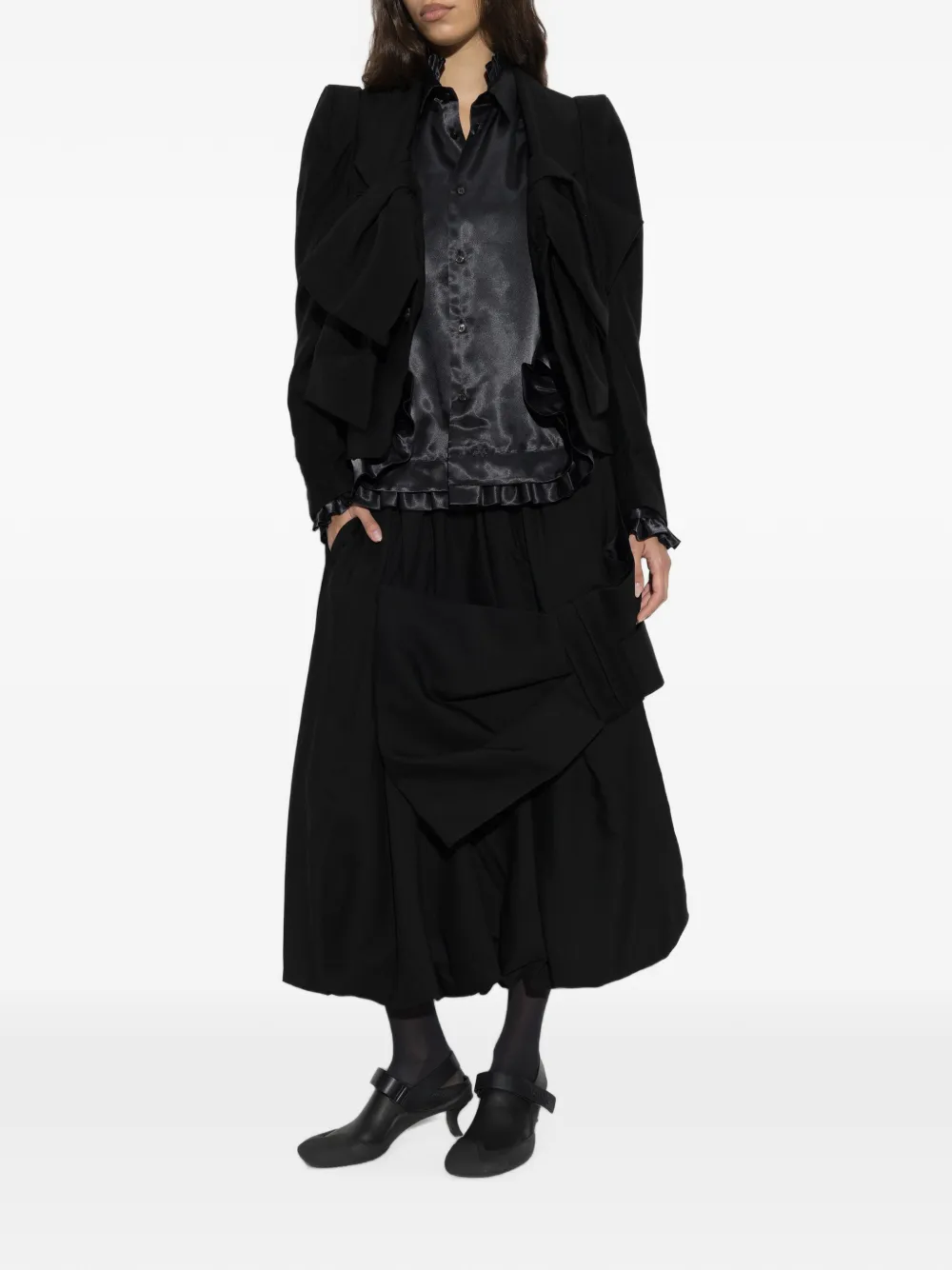 Noir Kei Ninomiya Shirt met ruches afwerking Zwart