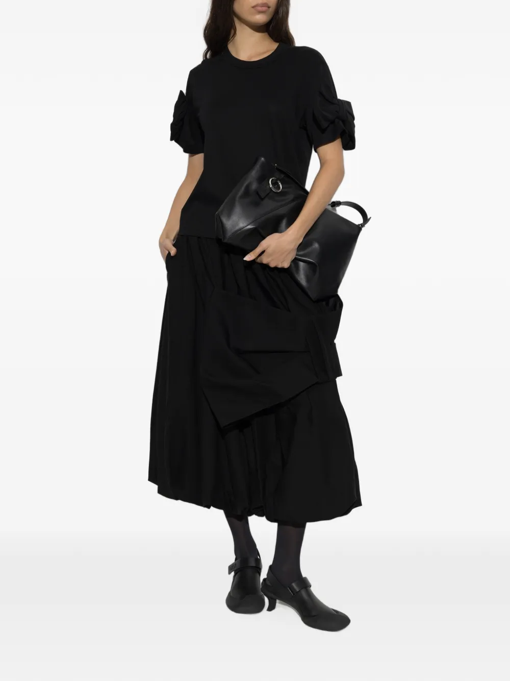Noir Kei Ninomiya T-shirt met strik applicatie Zwart