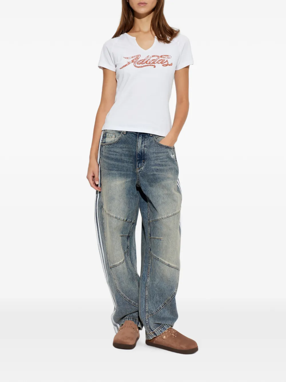 adidas 3-Stripes jeans met toelopende pijpen Blauw