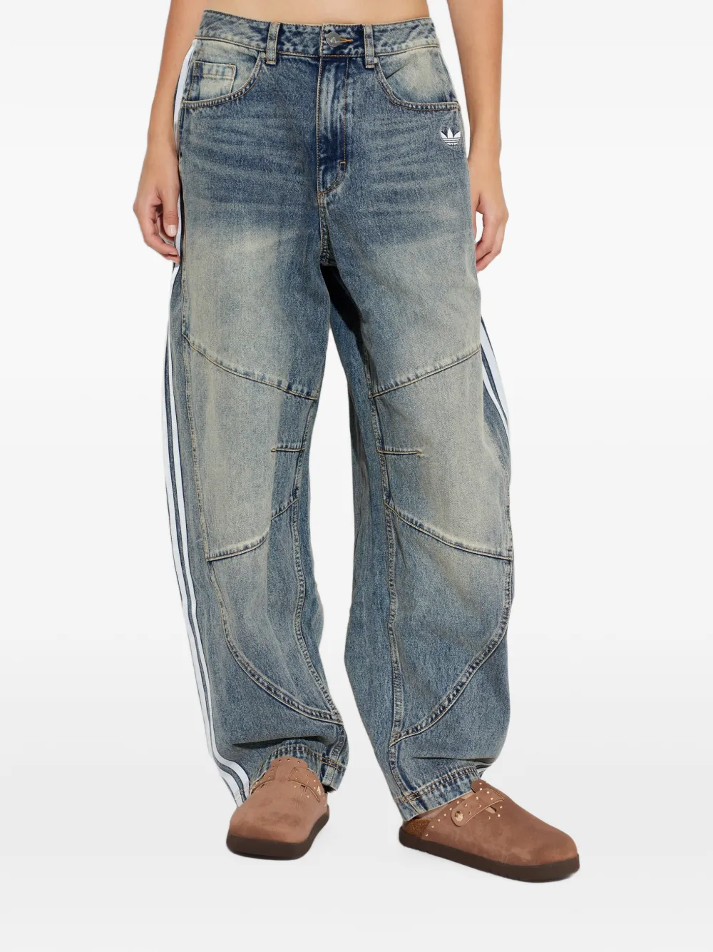 adidas 3-Stripes jeans met toelopende pijpen Blauw