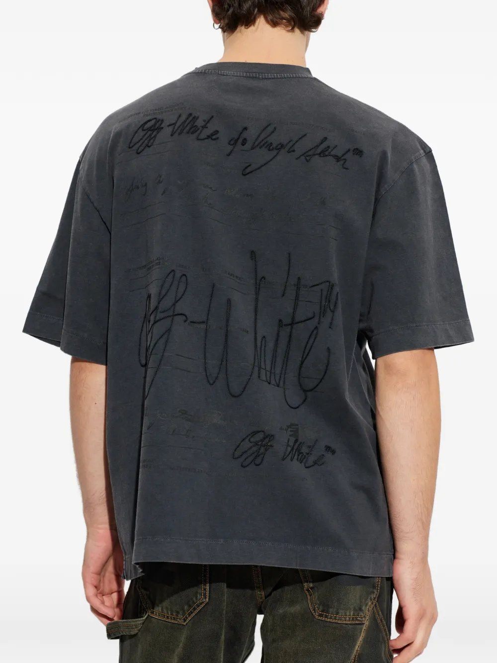 Off-White T-shirt met geborduurd logo Zwart