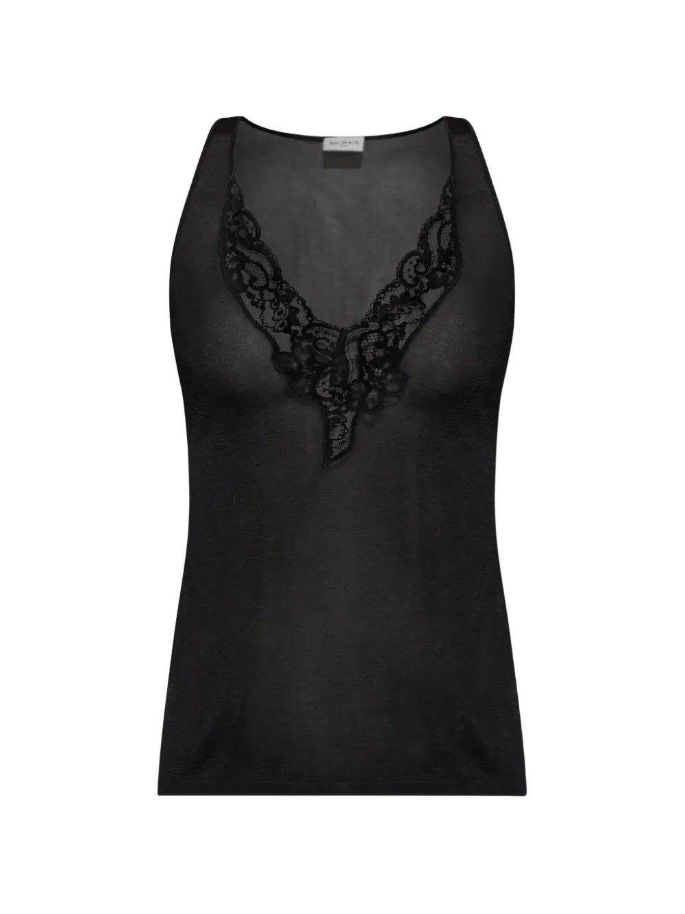 Balmain knit vest top with lace - Noir