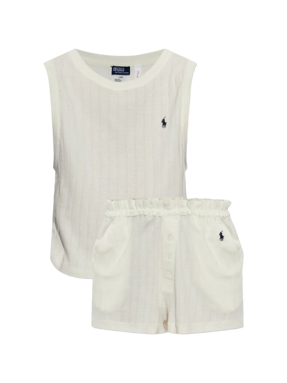 Polo Ralph Lauren logo-embroidered ribbed pajamas - Tons neutres Polo Ralph Lauren logo-embroidered ribbed pajamas - Tons neutres