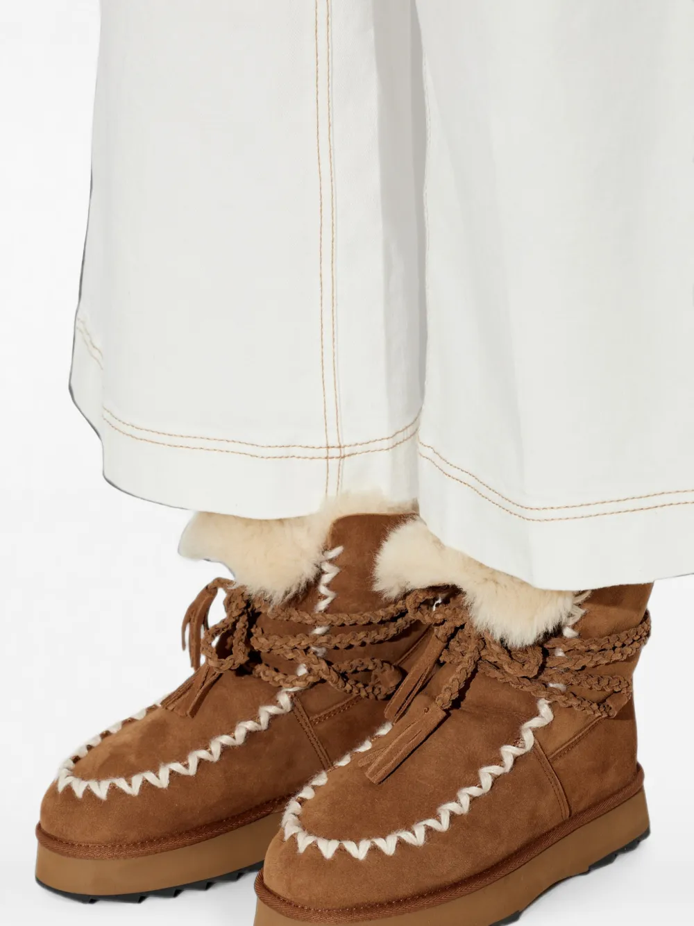 EMU AUSTRALIA Elise whipstitch shearling-trim boots Bruin