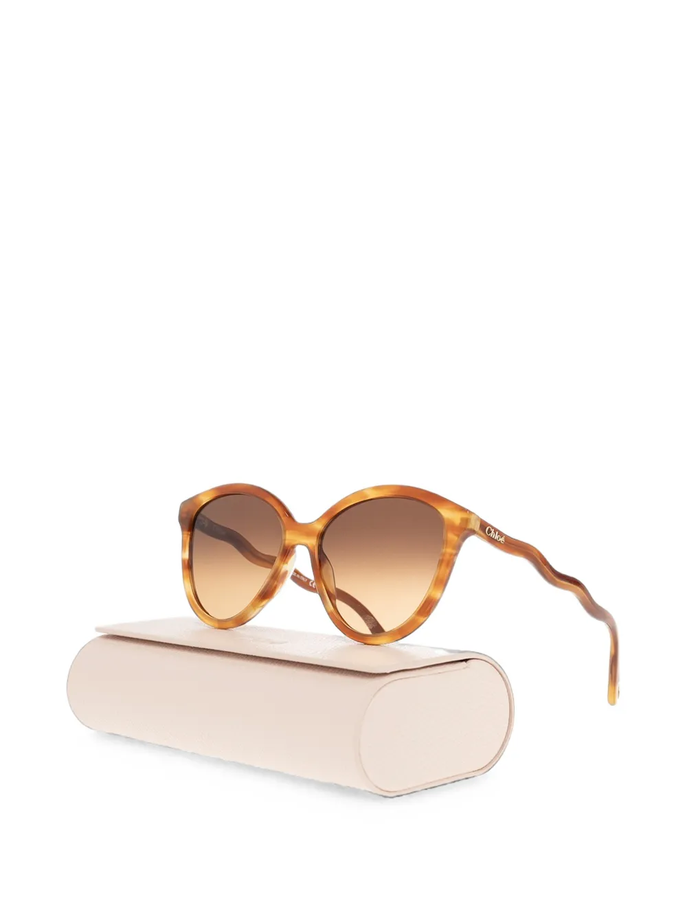 Chloé Zonnebril met cat-eye montuur en golvende pootjes Bruin