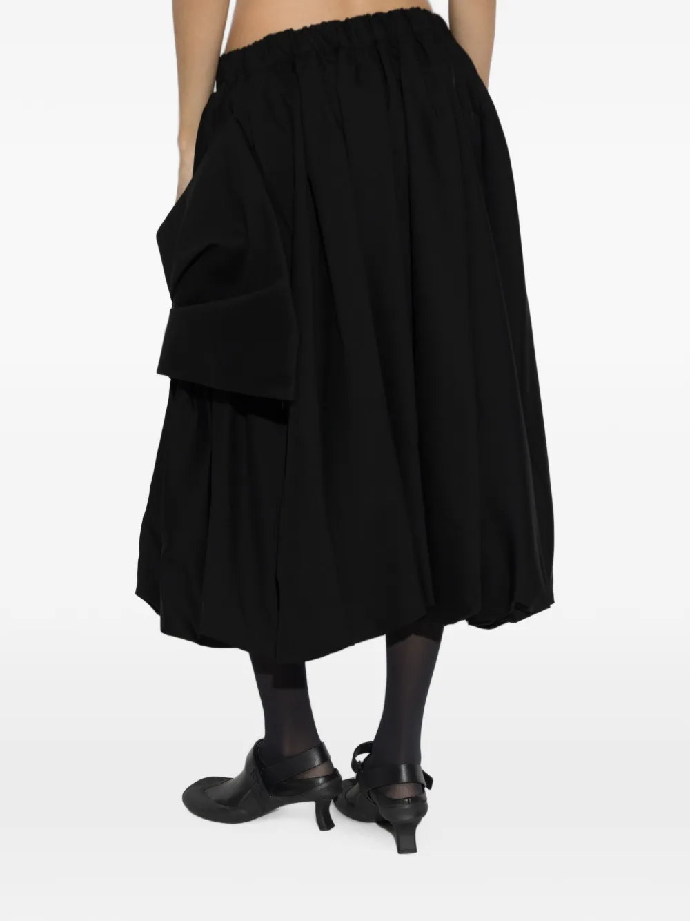 Noir Kei Ninomiya Gesmockte midi-rok met oversized strik Zwart