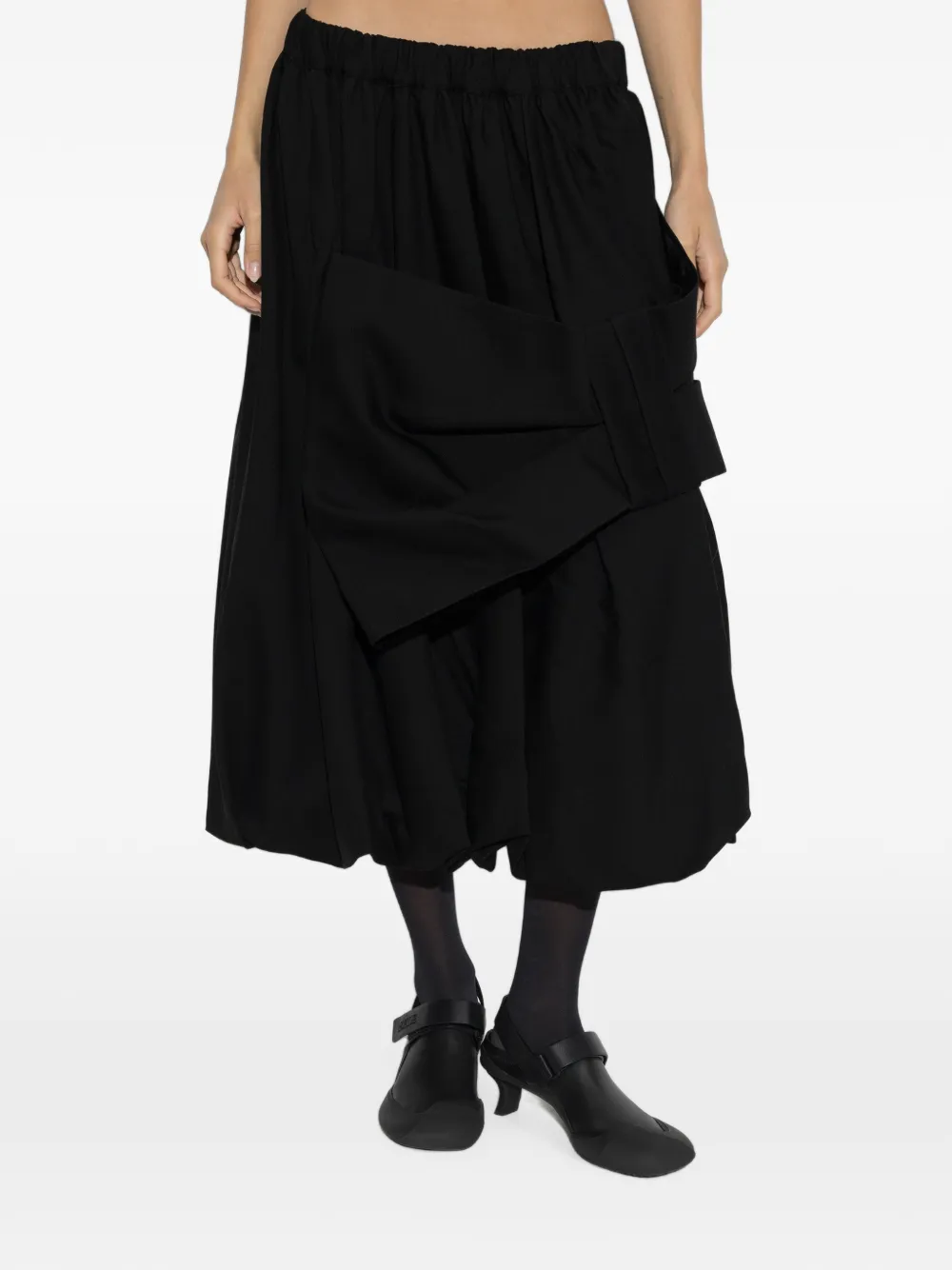 Noir Kei Ninomiya Gesmockte midi-rok met oversized strik Zwart