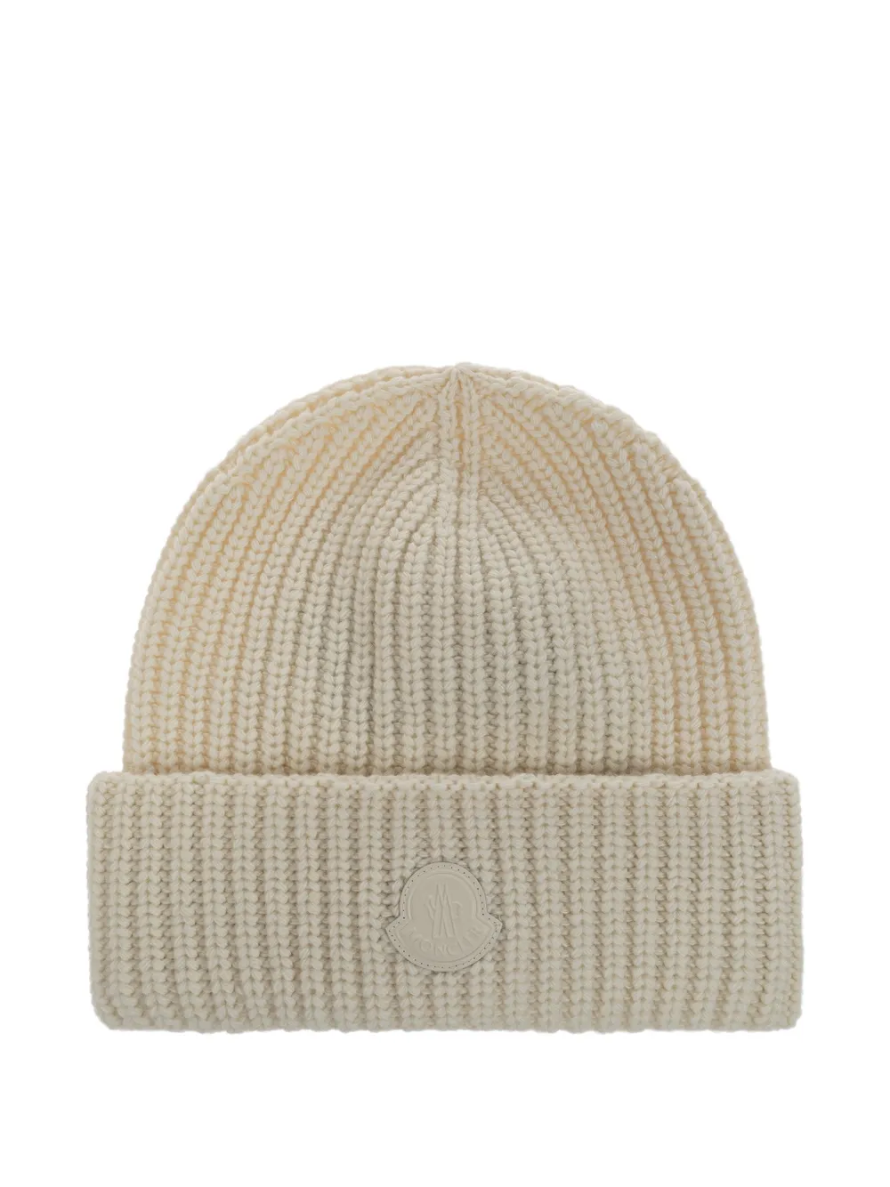 Moncler logo-patch ribbed beanie hat