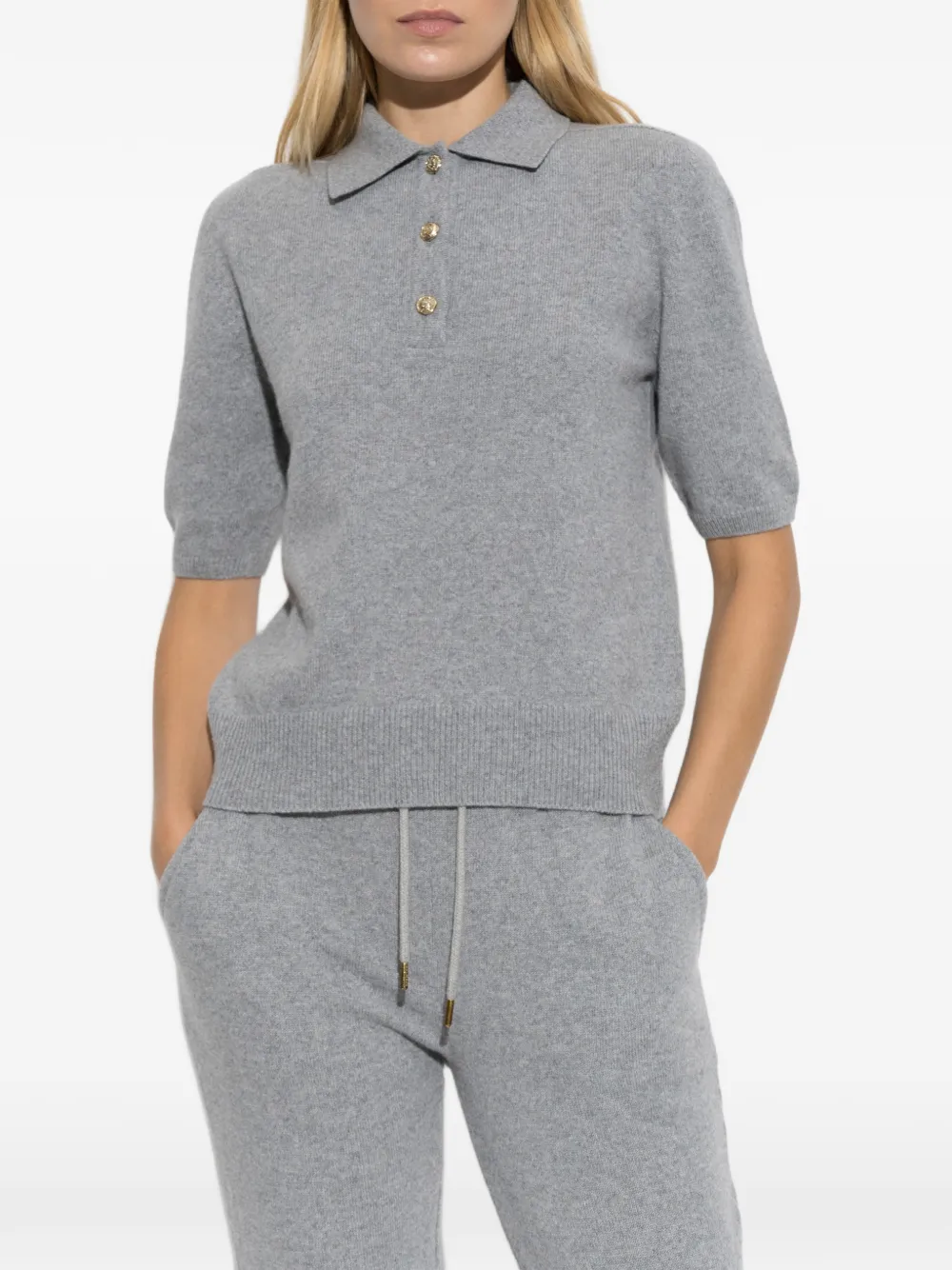 Balmain short-sleeved wool polo shirt Grijs