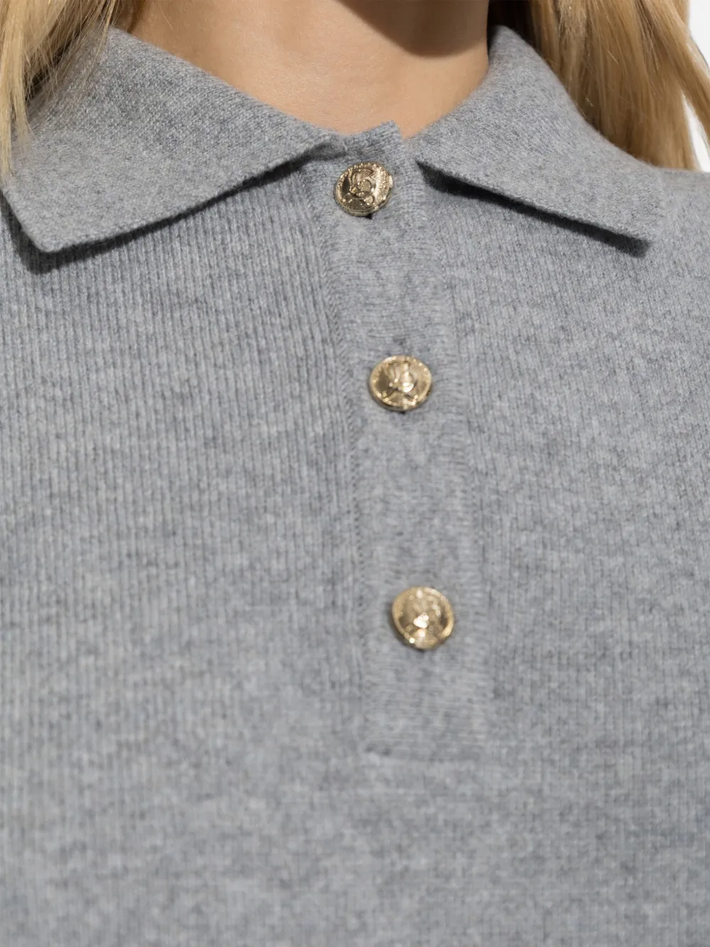 Balmain short-sleeved wool polo shirt Grijs