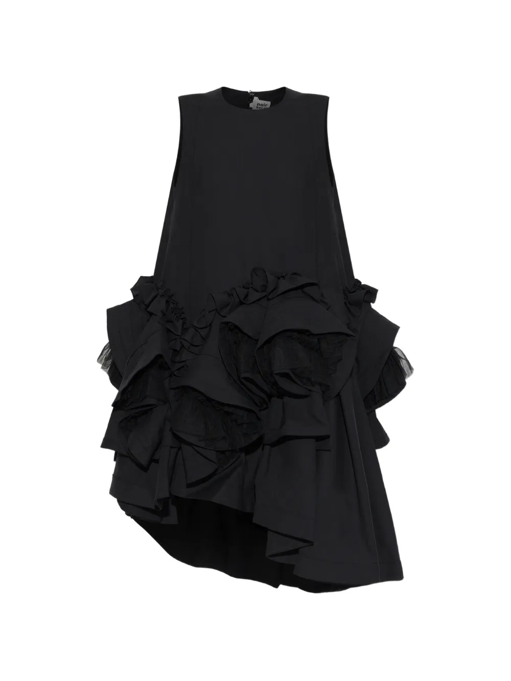 Noir Kei Ninomiya robe mi-longue asymétrique à volants Noir Kei Ninomiya robe mi-longue asymétrique à volants