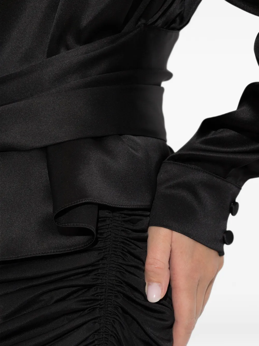 Balmain Asymmetrische blouse met gestrikte taille Zwart