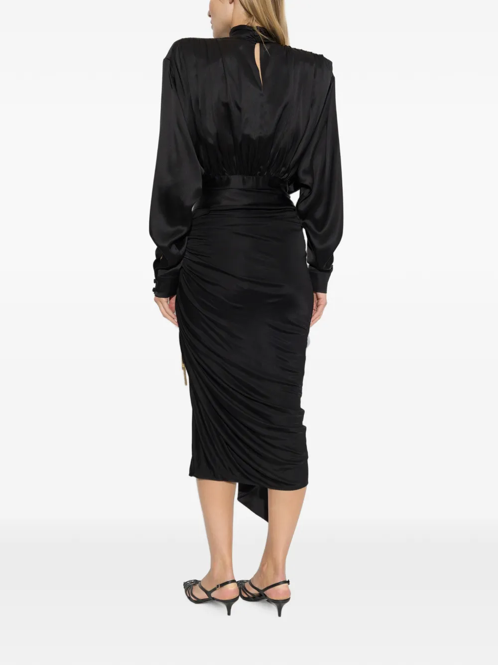 Balmain Asymmetrische blouse met gestrikte taille Zwart