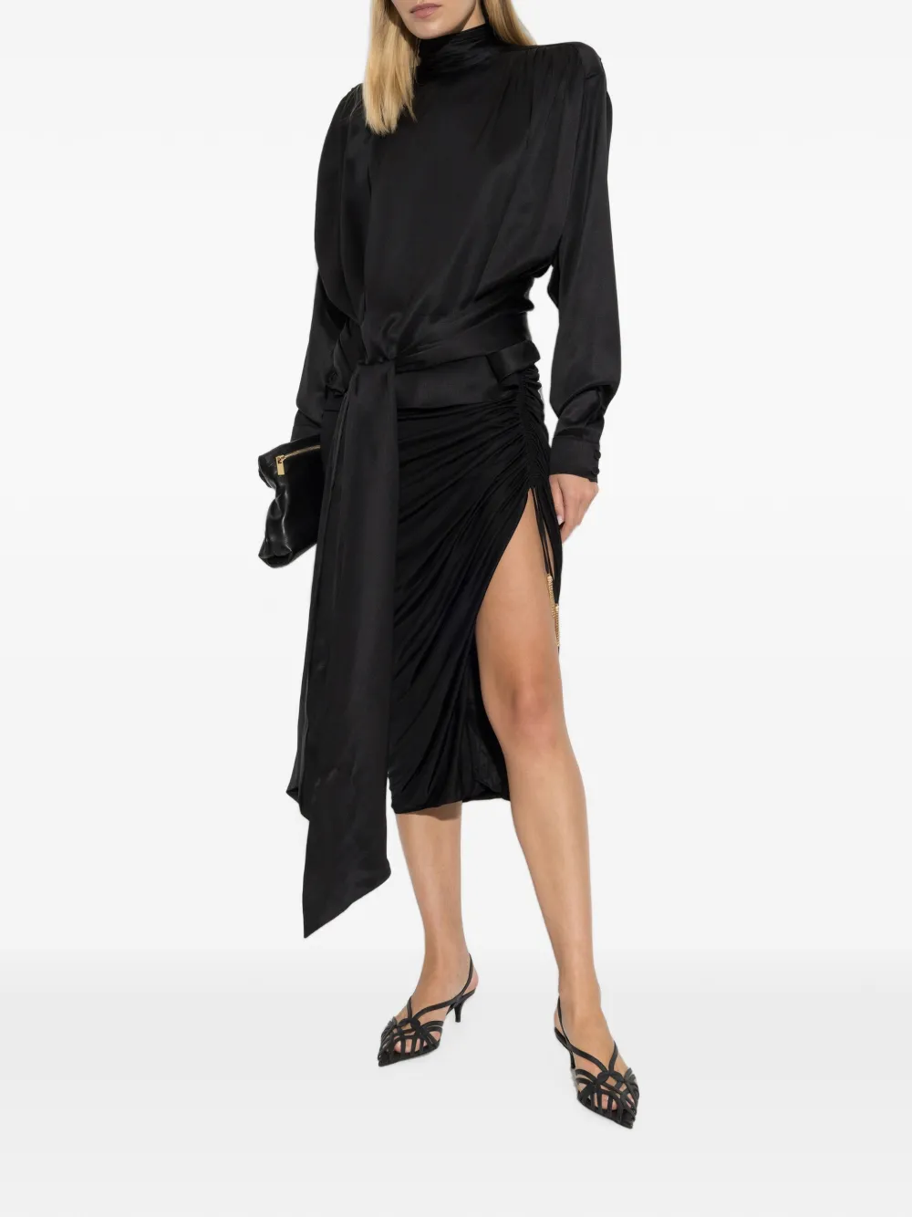 Balmain Asymmetrische blouse met gestrikte taille Zwart