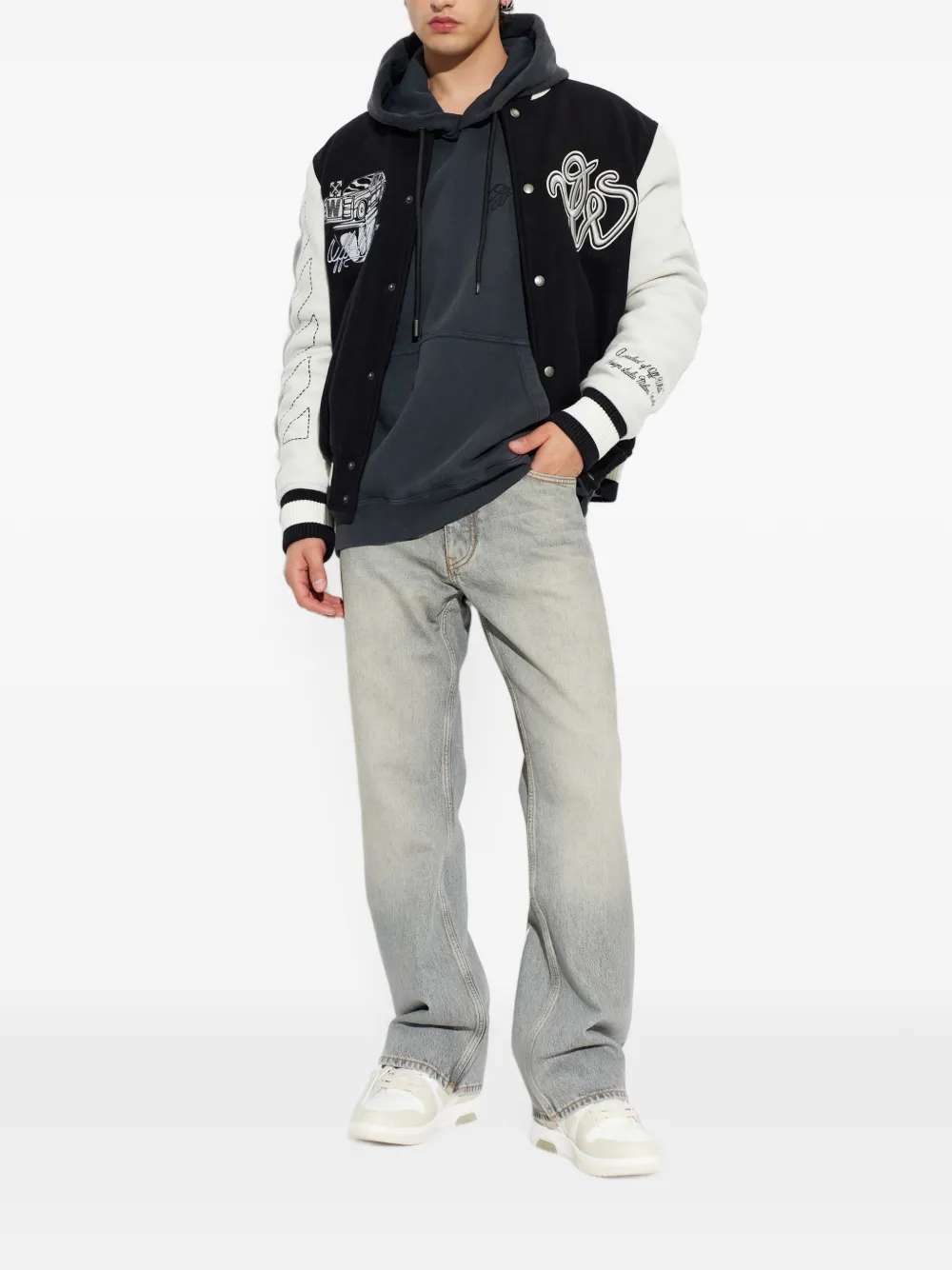 Off-White Katoenen hoodie met geborduurd logo Grijs