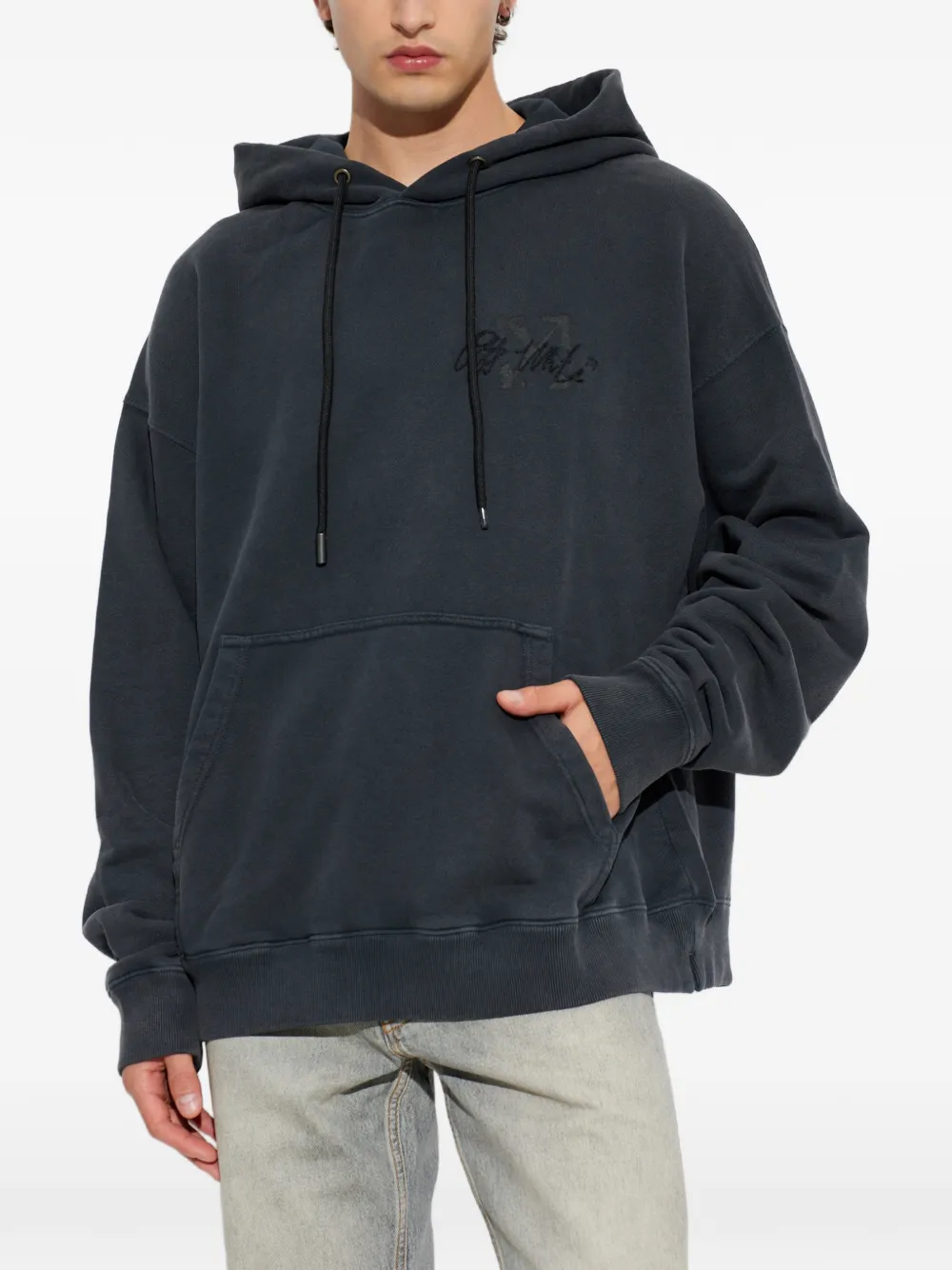 Off-White Katoenen hoodie met geborduurd logo Grijs