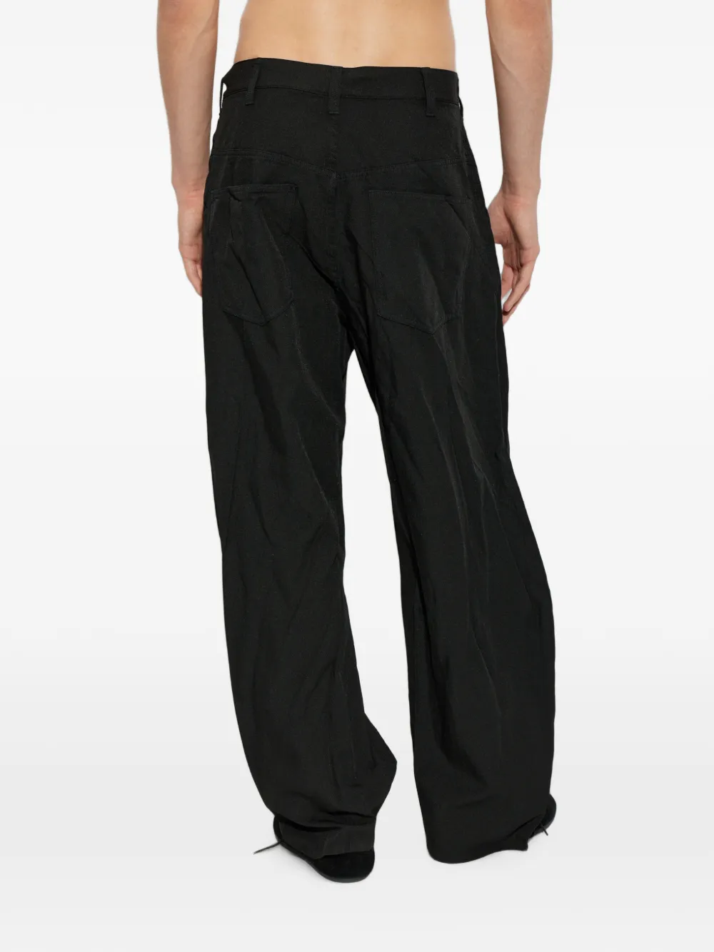 Comme des Garçons Homme Plus Gesmockte broek met wijde pijpen Zwart