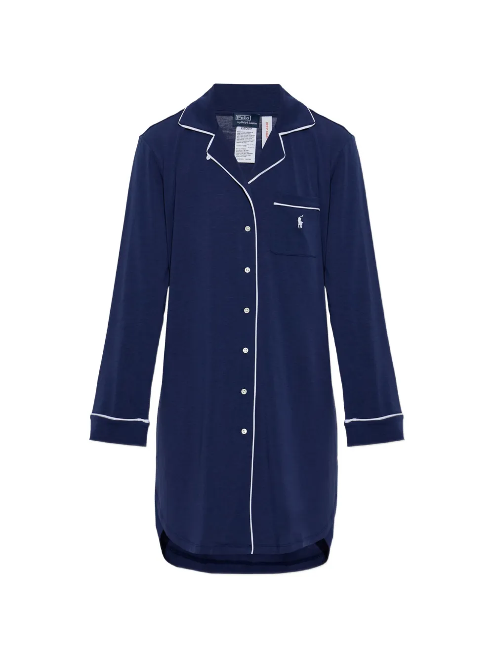 Polo Ralph Lauren logo-embroidered piped nightdress - Blu