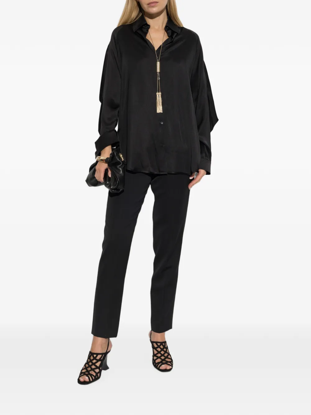 Balmain Oversized zijden overhemd Zwart