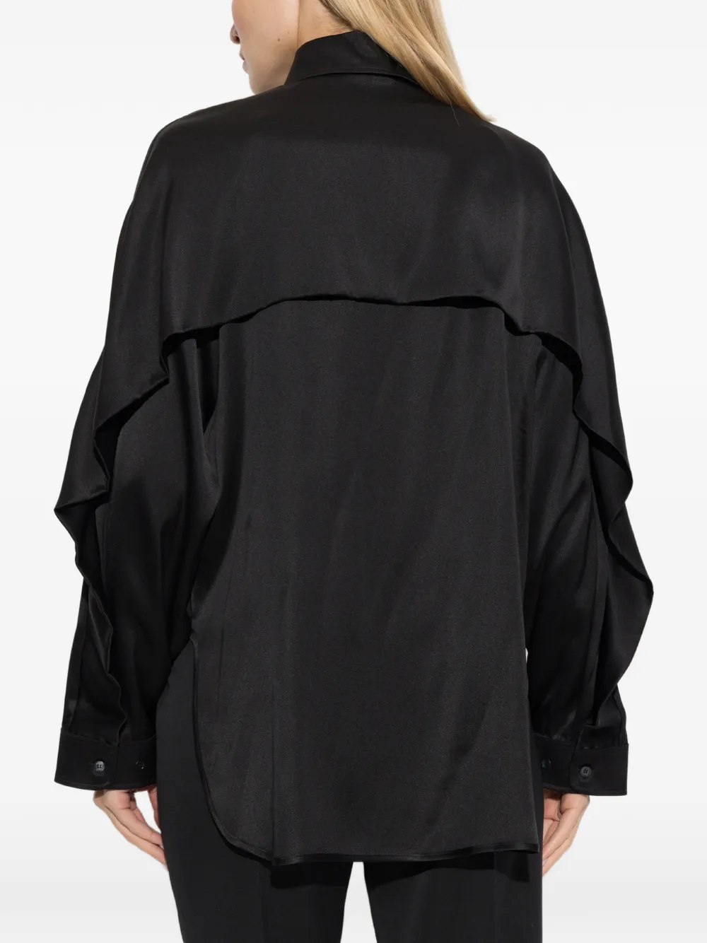 Balmain Oversized zijden overhemd Zwart