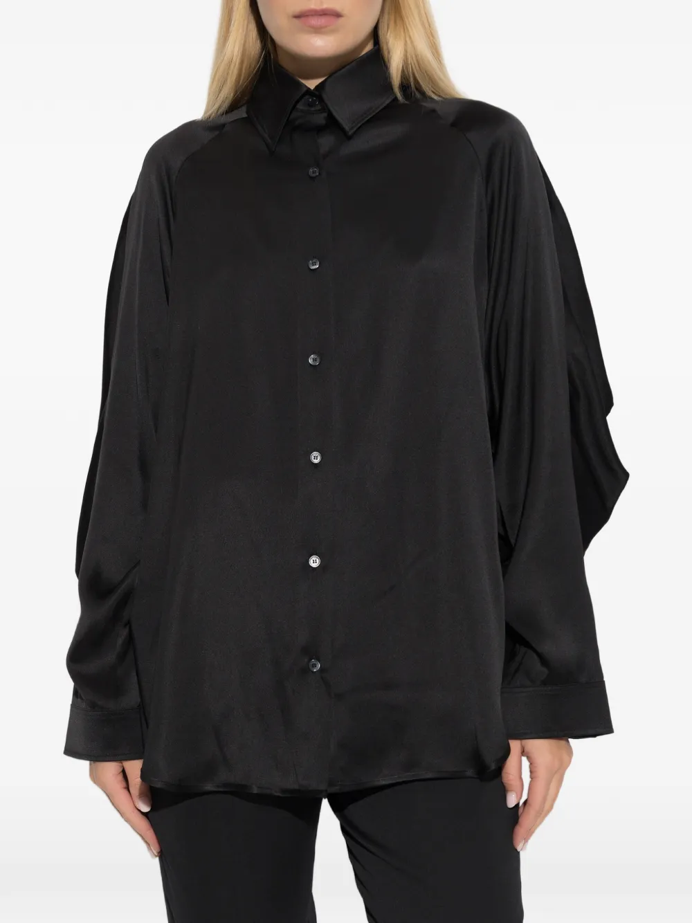 Balmain Oversized zijden overhemd Zwart