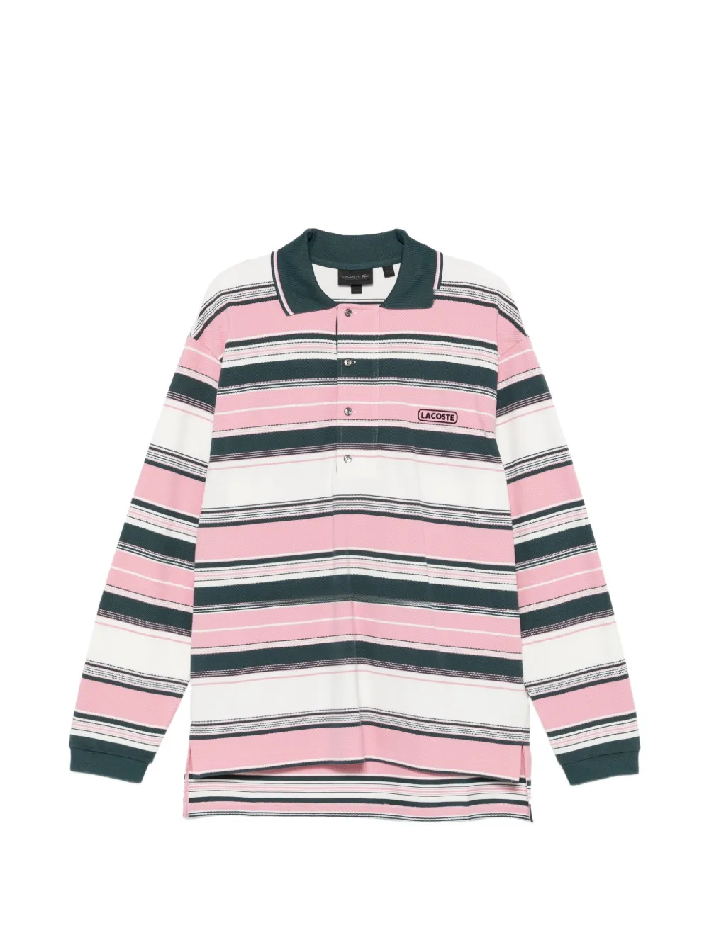 Lacoste Runway striped long-sleeve polo shirt - Rosa