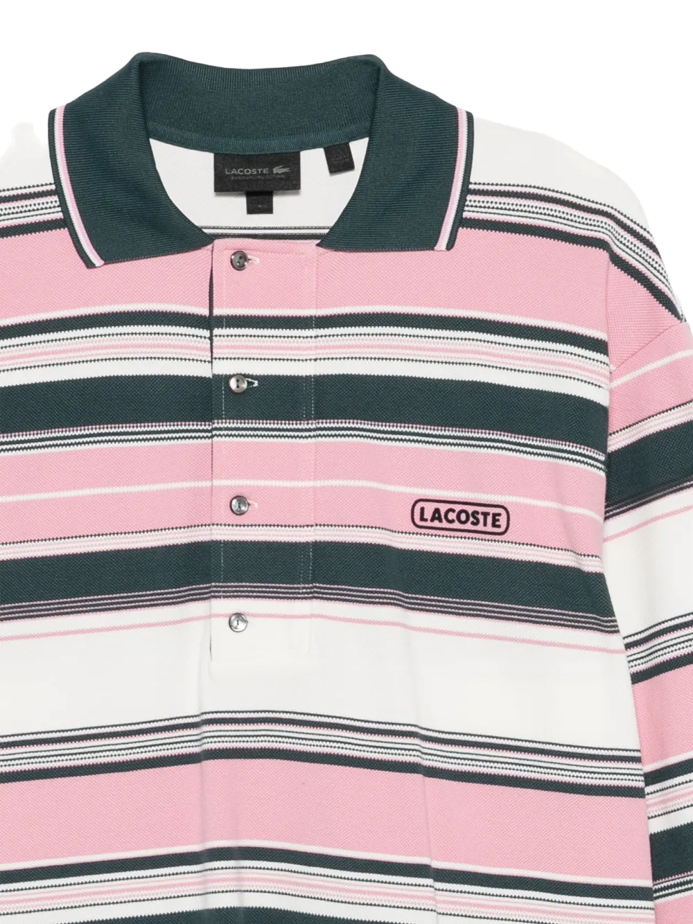 Lacoste Runway gestreept poloshirt met lange mouwen Roze