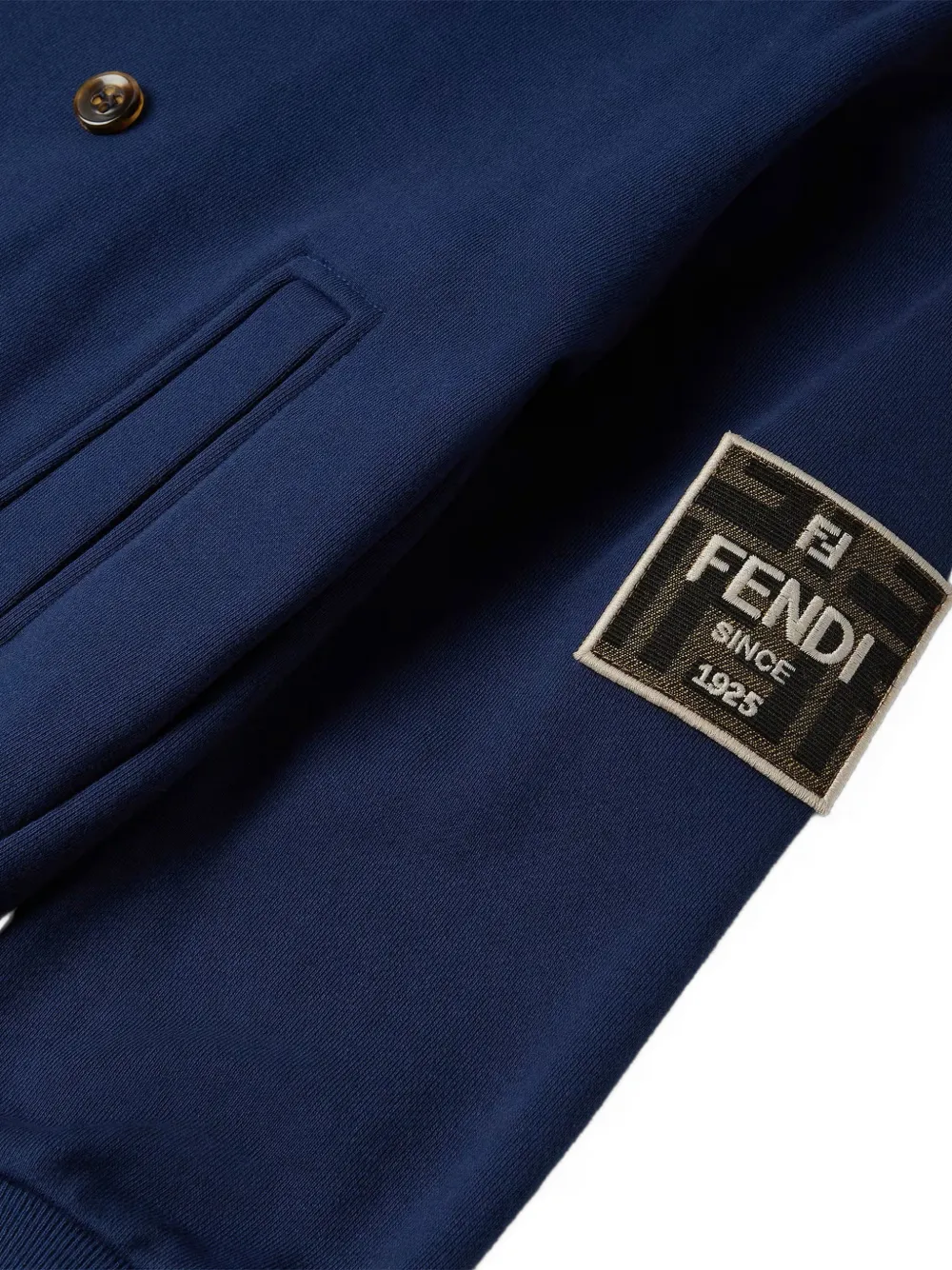 Fendi Kids double-breasted hooded jacket Blauw