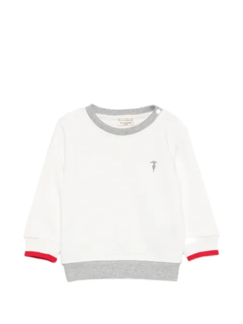 TRUSSARDI JUNIOR logo-embroidered shoulder-button sweater