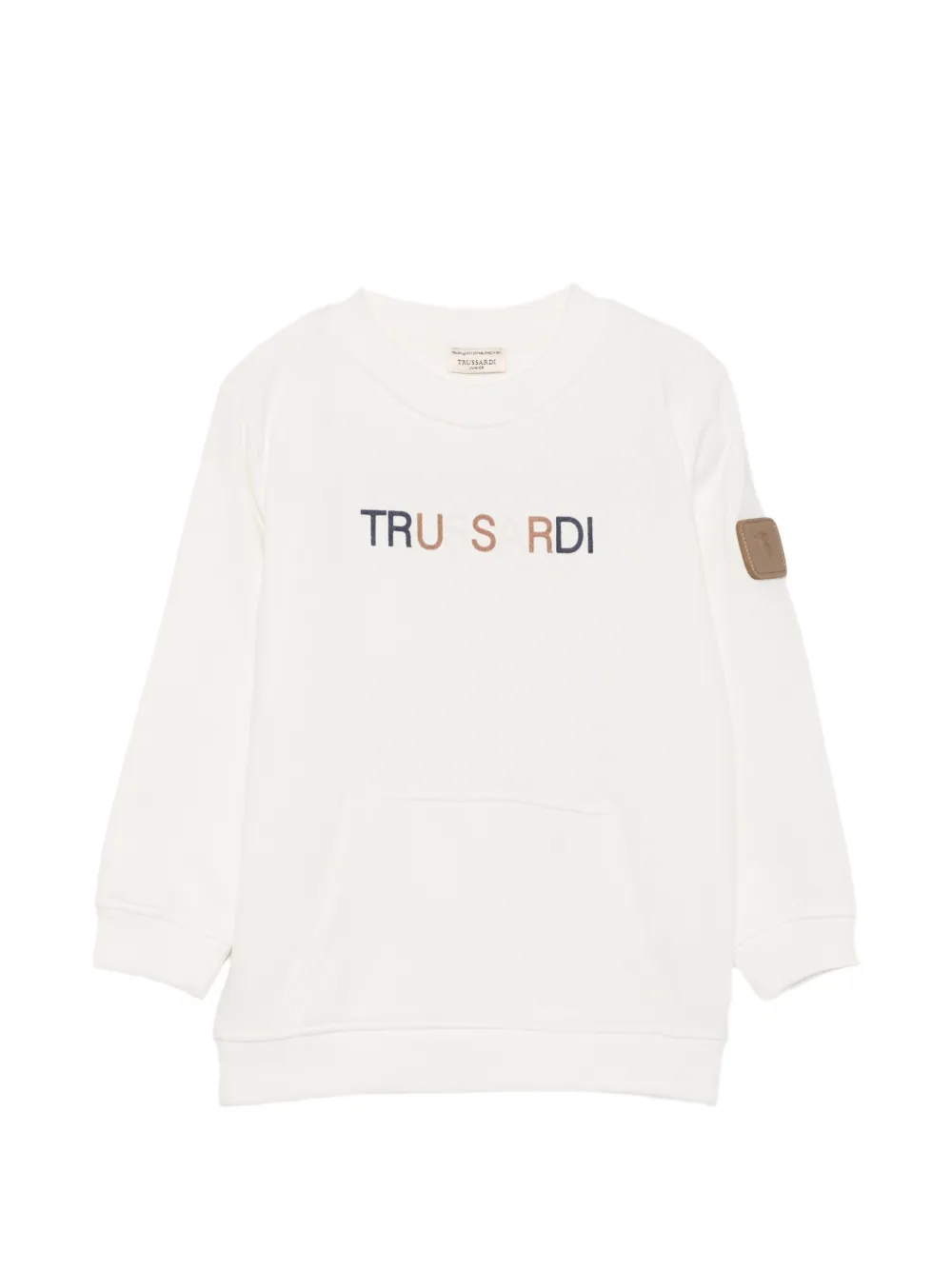 TRUSSARDI JUNIOR logo-print pouch-pocket sweater - Toni neutri